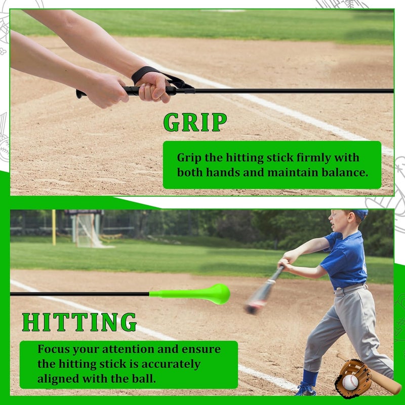 DEHAI Baseball Hitting Stick,Batting Practice Equipment for Baseball and Softball,Extended Handlebar with Grip Strap,Ideal One-on-One Baseball Training Equipment - Image 3